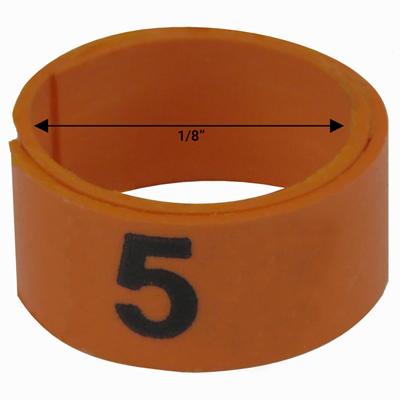 Bague orange numérotée de 1 / 8" (Numéro 1 à 25) Bague orange numérotée de 1 / 8" (Numéro 1 à 25)