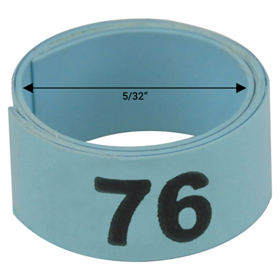 Bague bleue numérotée de 5 / 32" (Numéro 76 à 100) Bague bleue numérotée de 5 / 32" (Numéro 76 à 100)
