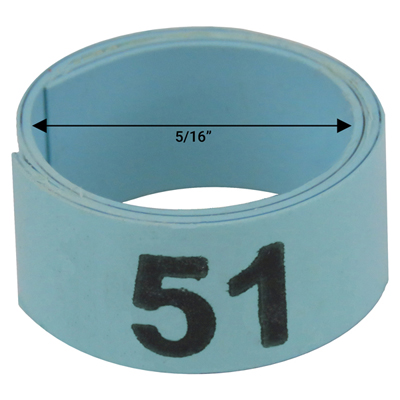 Bague bleue numérotée de 5 / 16" (Numéro 51 à 75) Bague bleue numérotée de 5 / 16" (Numéro 51 à 75)